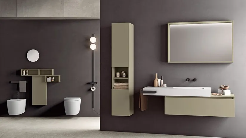 Mobile da Bagno Segno in Grigio Olivastro di Cerasa