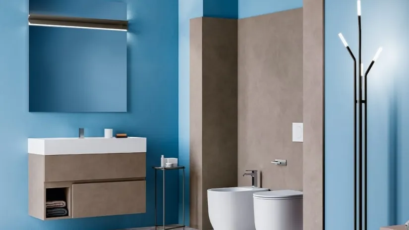 Mobile da Bagno sospeso Single in nobilitato effetto Malta color Talpa di Cerasa