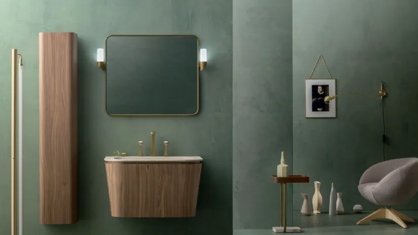 Mobile da Bagno sospeso Suede 02 in Noce Canaletto di Cerasa