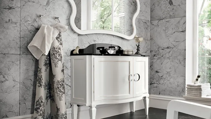 Mobile da Bagno York 04 in laccato Bianco usurato di Cerasa