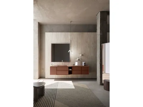 Mobile da Bagno sospeso Des 02 con frontali in laminam Calacatta Oro di Cerasa