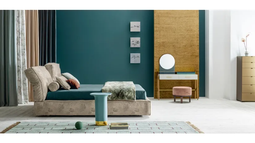 Letto con testiera regolabile in tessuto imbottito Academy Piuma Move di Twils