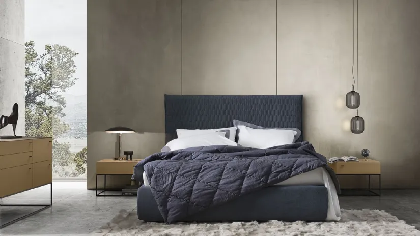 Letto in tessuto imbottito Allen 2 di Alf Da Frè