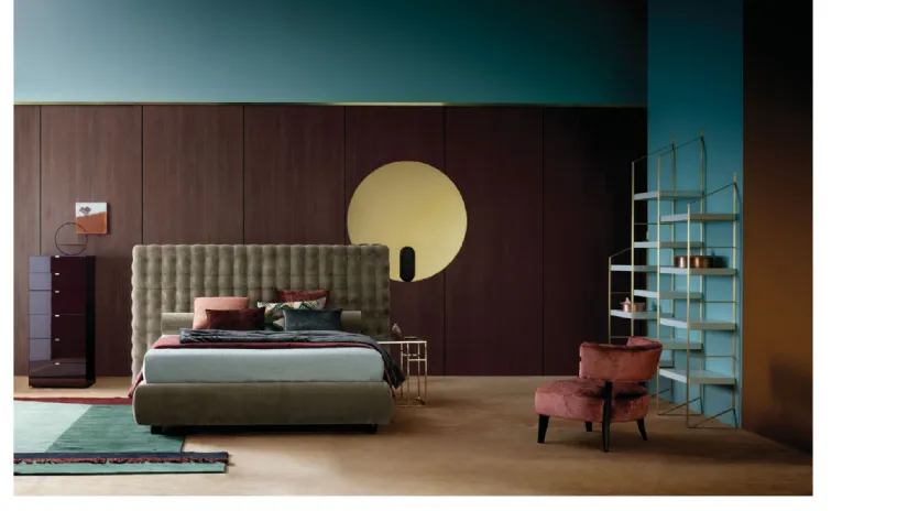Letto in tessuto con testiera trapuntata Chocolat di Twils
