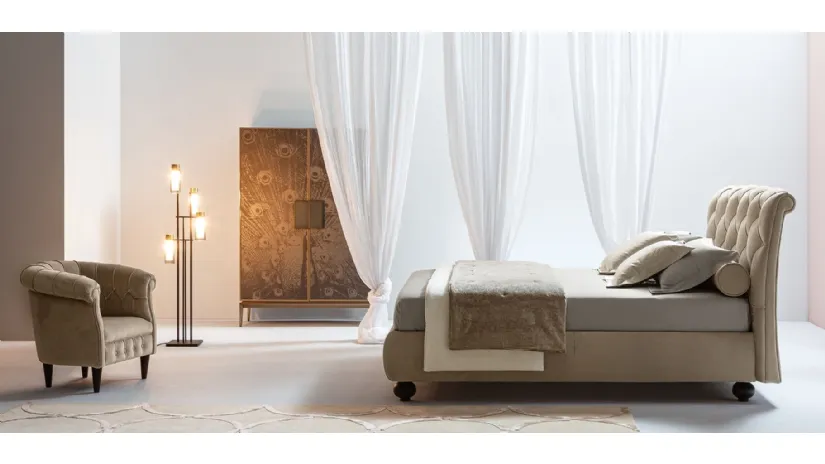 Letto matrimoniale con testiera trapuntata Dorian di Twils