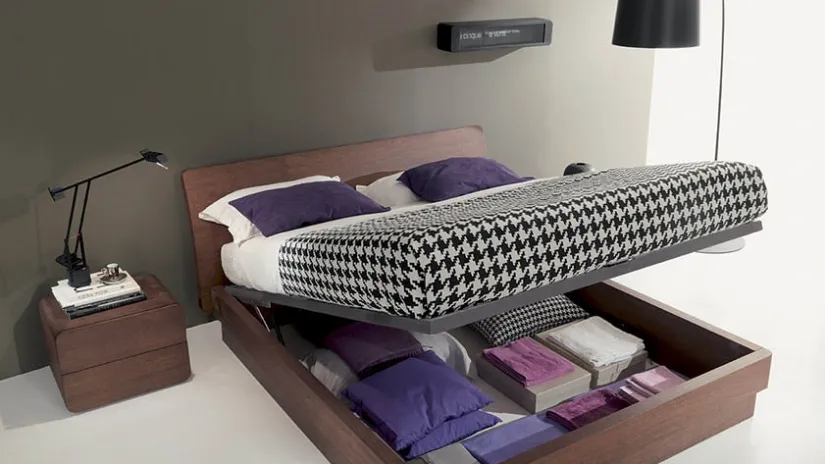 Letto matrimoniale in legno con box contenitore e testiera Icaro di Fimar