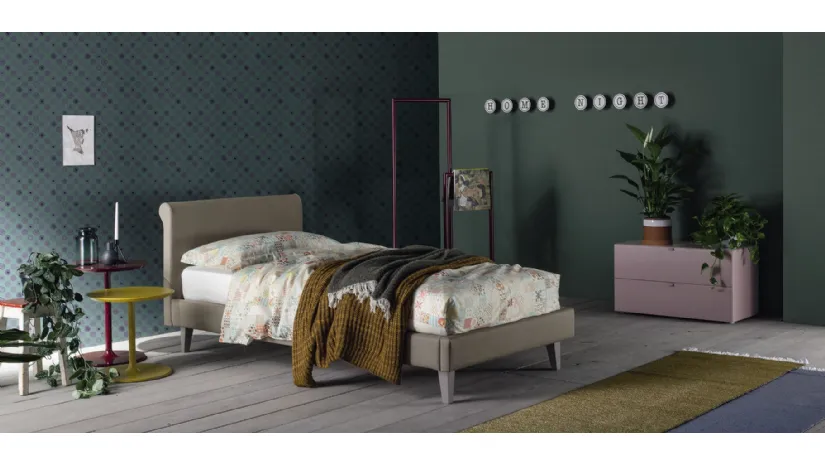 Letto Singolo in tessuto con testiera Camelia Mod 30 di Twils