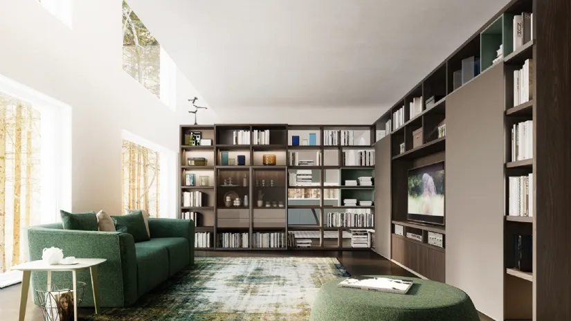 Libreria My Space 5 con vano a scomparsa porta TV di Alf Da Frè