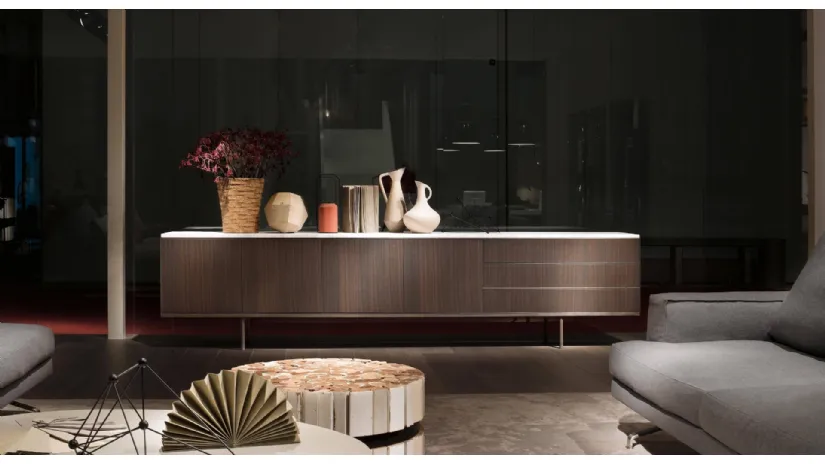 Madia in legno con top in marmo Long Island di Lema