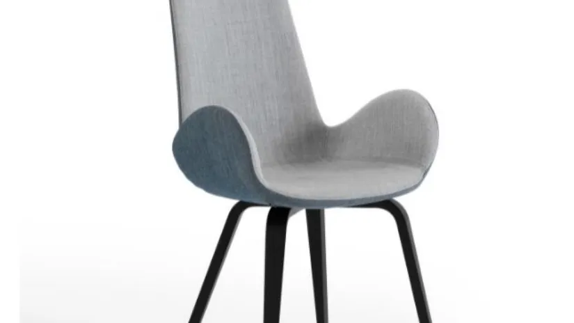Sedia con schienale alto in tessuto con gambe in legno Dalia PA L_N TS di Midj