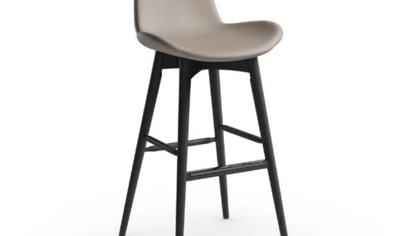 Sgabello con seduta in pelle e struttura in frassino tinto Dalia LR TS di Midj