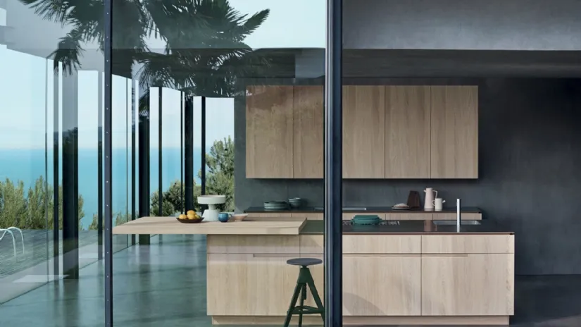 Cucina Design N_Elle Living by the sea  in essenza di Rovere Nordico di Cesar