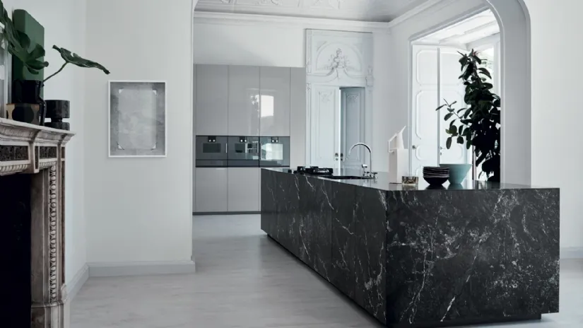 Cucina Design N_Elle Unexpected Contrast in marmo Grigio Carnico di Cesar