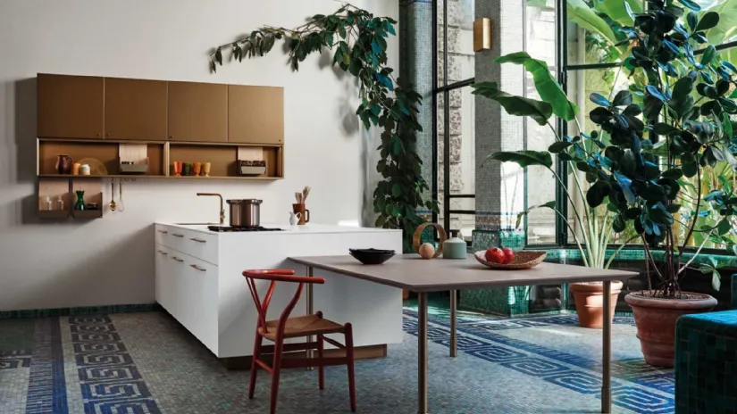Cucina Design lineare Maxima 2-2 Stilish Flare con top in Fenix Bianco Kos di Cesar